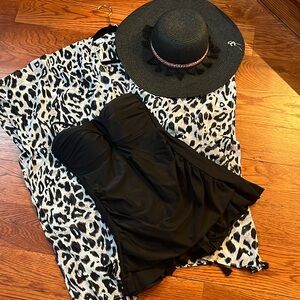 Ultra Pink Leopard Print Open Face Ruana With Tassel Bottom Swimsuit Cover-up